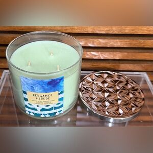 Rare HTF Bath & Body Works Bergamot & Suede 3-Wick Scented Candle